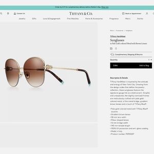 BRAND NEW Authentic Tiffany GOLD Mirrored Hardware Sunglasses 70951207